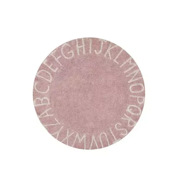 Janie and Jack Rugs-Washable Rug ABC Natural Vintage Nude rose