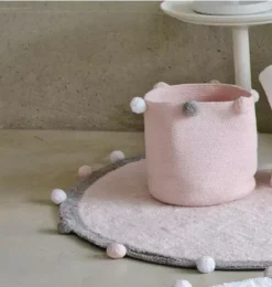 Janie and Jack Rugs-Washable Rug Bubbly Soft Pink - Grey rose