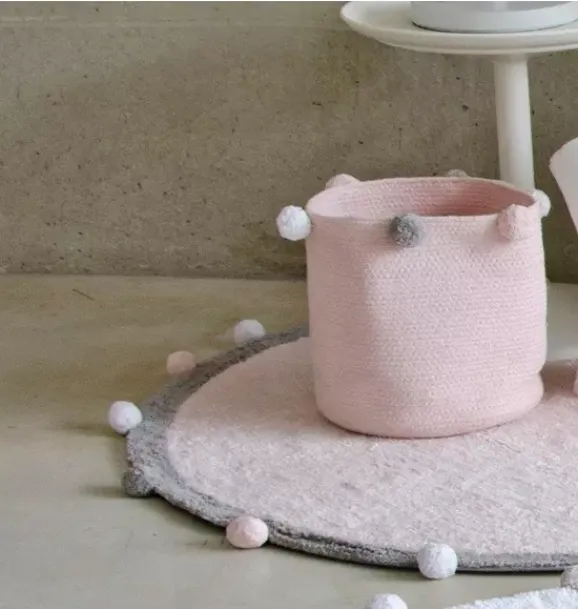 Janie and Jack Rugs-Washable Rug Bubbly Soft Pink - Grey rose
