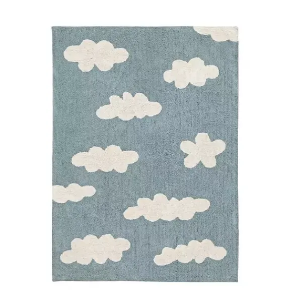 Janie and Jack Rugs-Washable Rug Clouds Blue vintage
