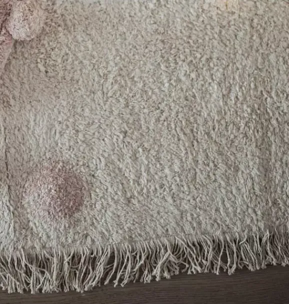 Janie and Jack Rugs-Washable Rug Hippy Dots Vintage Nude natural and rose