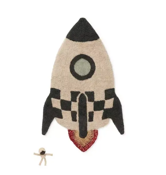 Janie and Jack Rugs-Washable Rug Rocket natural and black