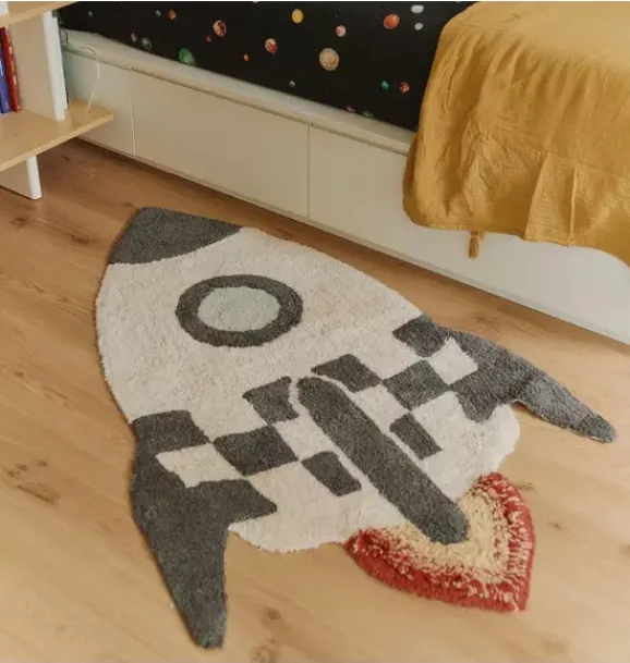 Janie and Jack Rugs-Washable Rug Rocket natural and black