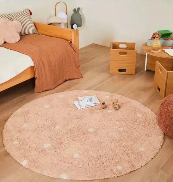 Janie and Jack Rugs-Washable Rug Round Dot rose