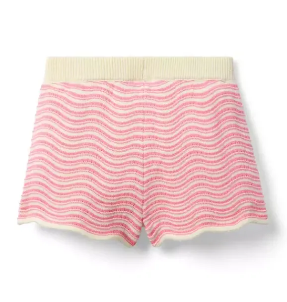 Janie and Jack Matching Sets|Skirts & Shorts-Wavy Striped Sweater Short pink palette stripe