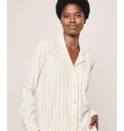 Janie and Jack Adult Pajamas|Petite Plume-Women's Pima Pajama in Sunny Stripe yellow