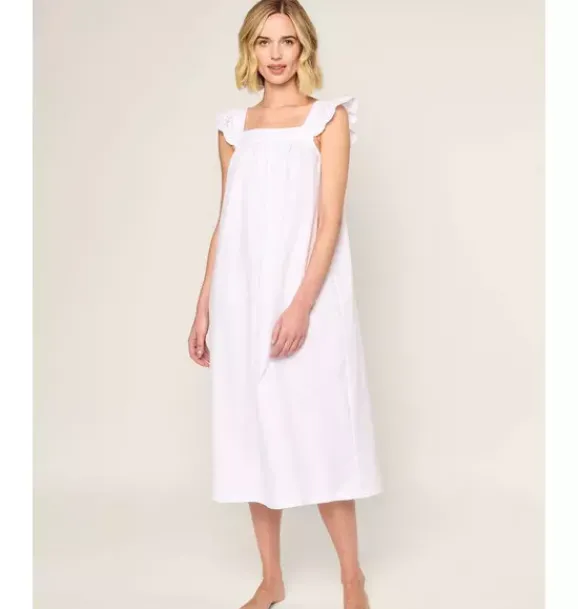 Janie and Jack Adult Pajamas|Petite Plume-Women's Twill Clara Nightgown in white