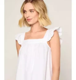 Janie and Jack Adult Pajamas|Petite Plume-Women's Twill Clara Nightgown in white