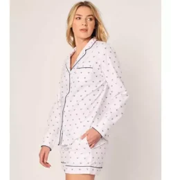 Janie and Jack Adult Pajamas|Petite Plume-Women's Twill Long Sleeve Short Set in Buzzing Bees white