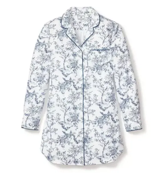 Janie and Jack Adult Pajamas|Petite Plume-Women's Twill Nightshirt in blue timeless toile