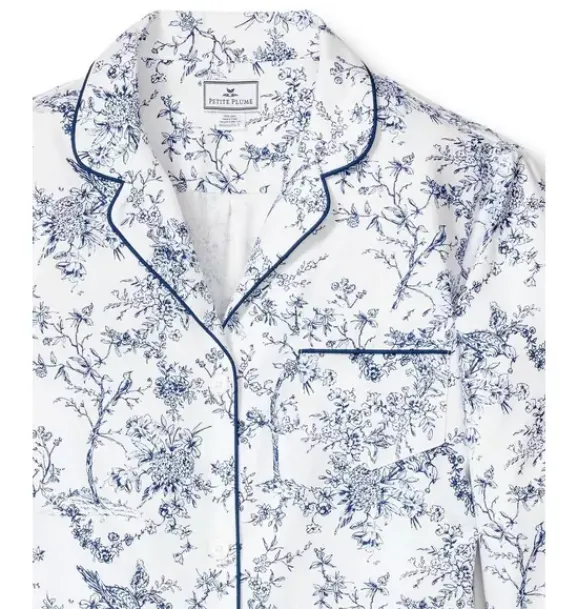Janie and Jack Adult Pajamas|Petite Plume-Women's Twill Nightshirt in blue timeless toile