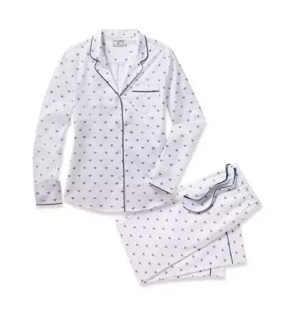 Janie and Jack Adult Pajamas|Petite Plume-Women's Twill Pajama in Buzzing Bees white